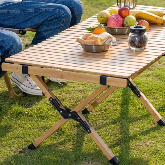 Klappbarer Camping-Picknicktisch aus Bambus, faltbarer Camping-Reisetisch aus Holz für den Außenbereich
