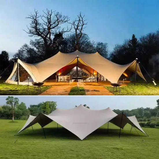 Sechseckiges Luxus-Event-Stretchzelt für den Außenbereich, Hochzeitszelte in Sondergröße für eine Party mit 200 Personen